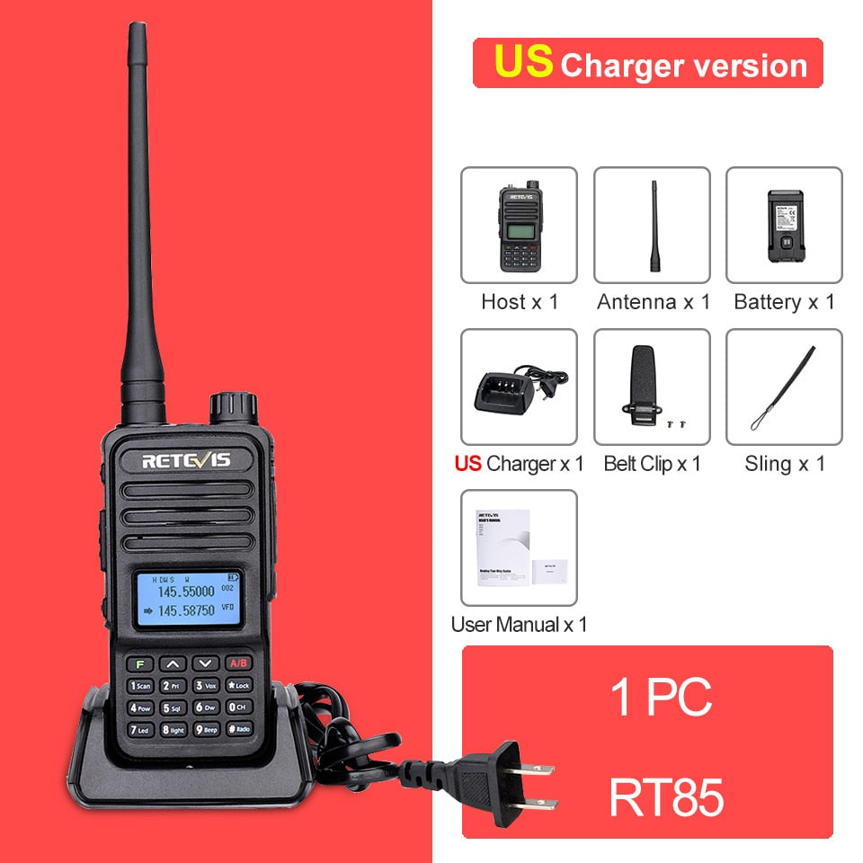 Retevis Walkie Talkie RT85 Ham Two-way Radio Stations 5W Walkie-talkies VHF UHF Dual Band