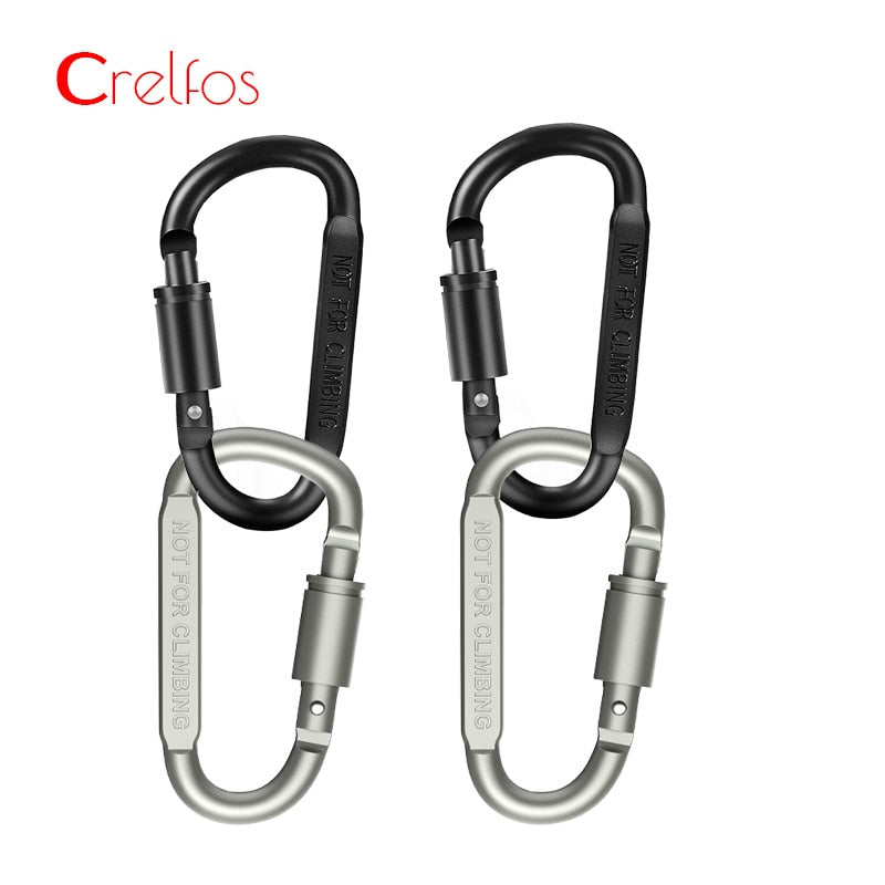 Crelfos 4Pcs Carabiner Clip Set Aluminum D-Ring Locking Durable Carabiners Keychain