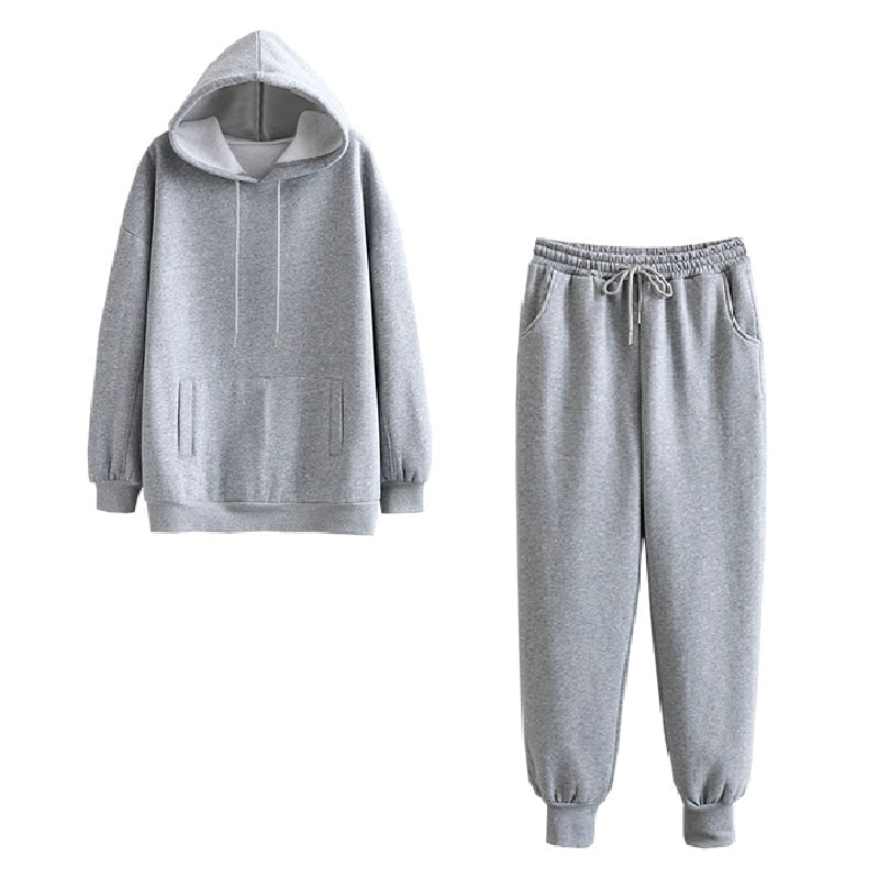 Tangada 2022 Autumn Winter Women tracksuit thick fleece 100% cotton suit