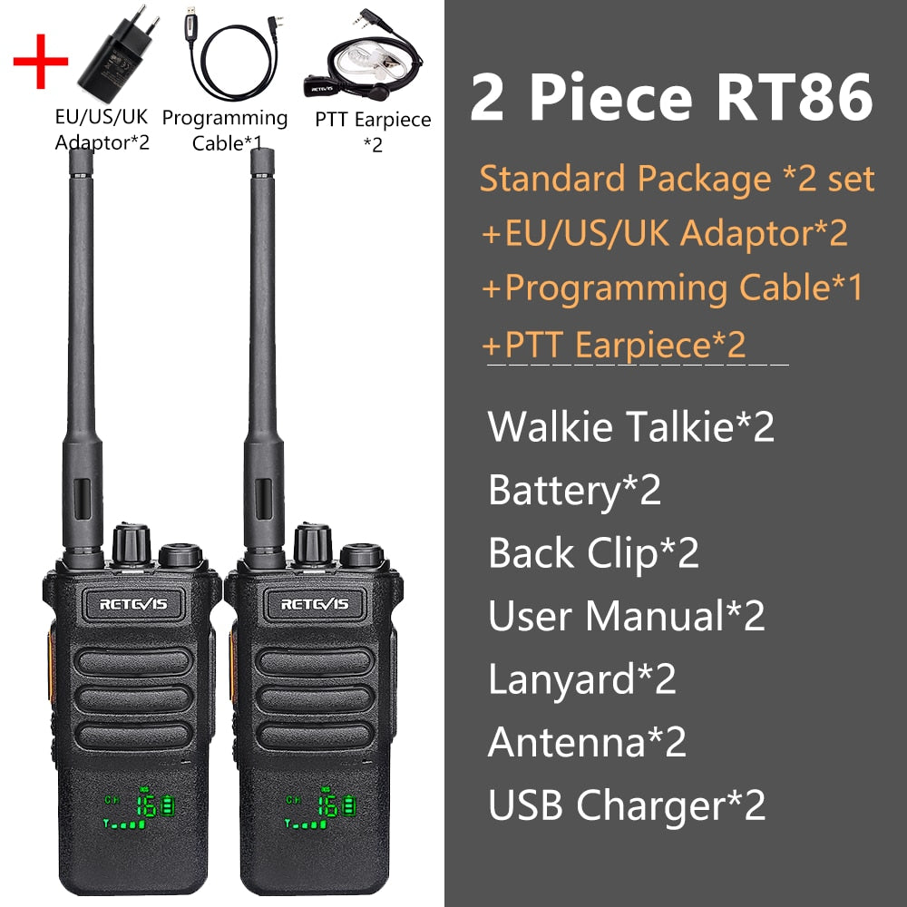 10W Retevis Walkie Talkie Long Range RT86 Walkie-talkies 1/ 2 pcs