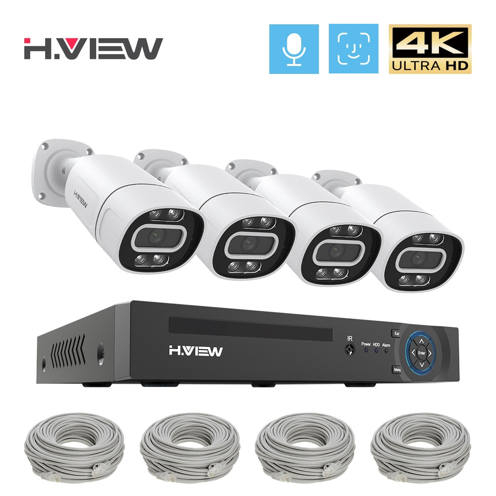 H.View 8Ch 5Mp 8Mp 4K Cctv Security Cameras Systems Home Video Surveillance