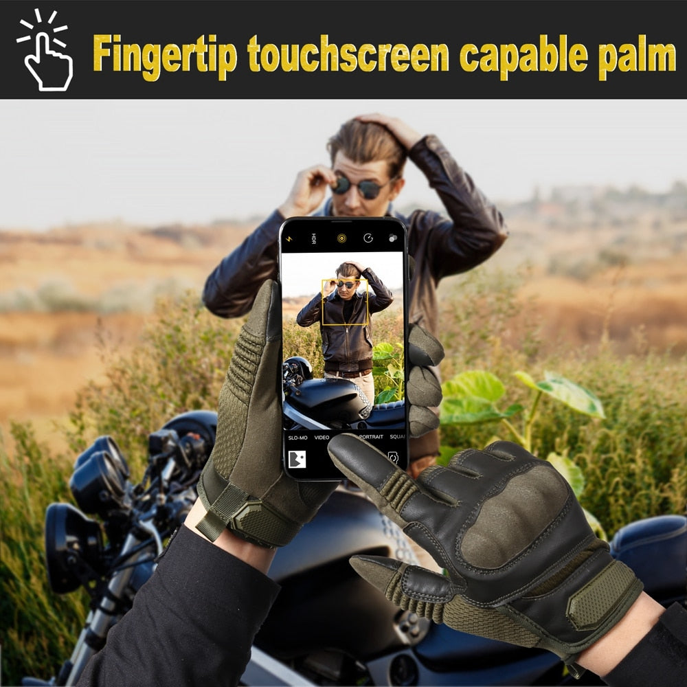 Touch Screen PU Leather Tactical Gloves Army Military Combat Airsoft Hiking Cycling