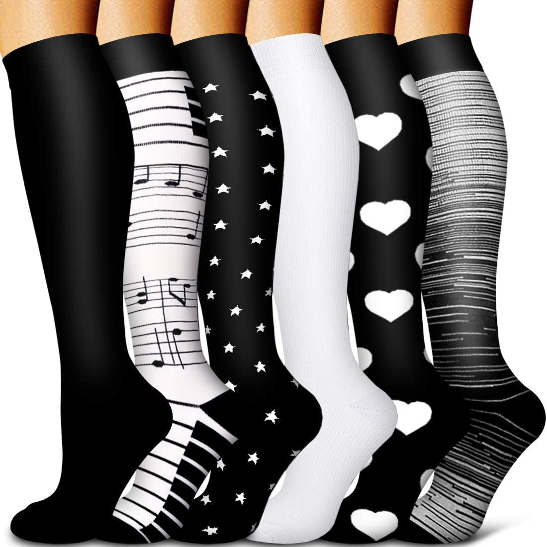 5/6 Pairs Men and Women Compression Socks Circulation Recovery Varicose Veins