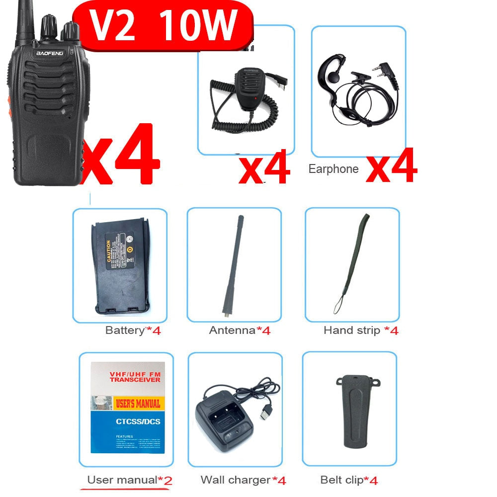 2022 Original 5/10W 4PCS Baofeng BF-888S Walkie Talkie UHF 400-470MHz Radios