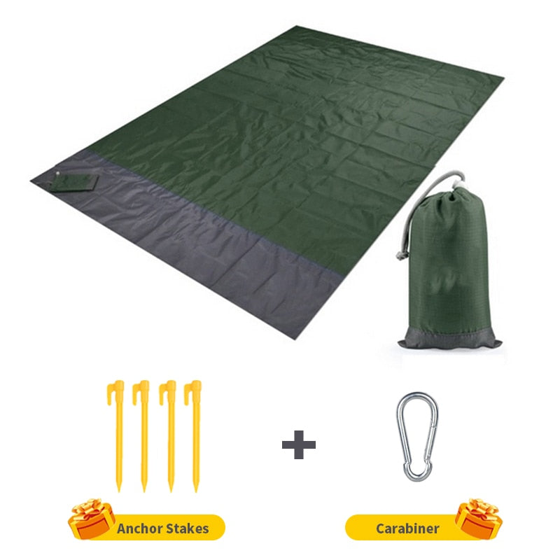 2x2.1m Waterproof Pocket Beach Blanket Folding Camping Mat Mattress Portable