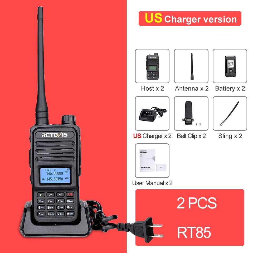 Retevis Walkie Talkie RT85 Ham Two-way Radio Stations 5W Walkie-talkies VHF UHF Dual Band