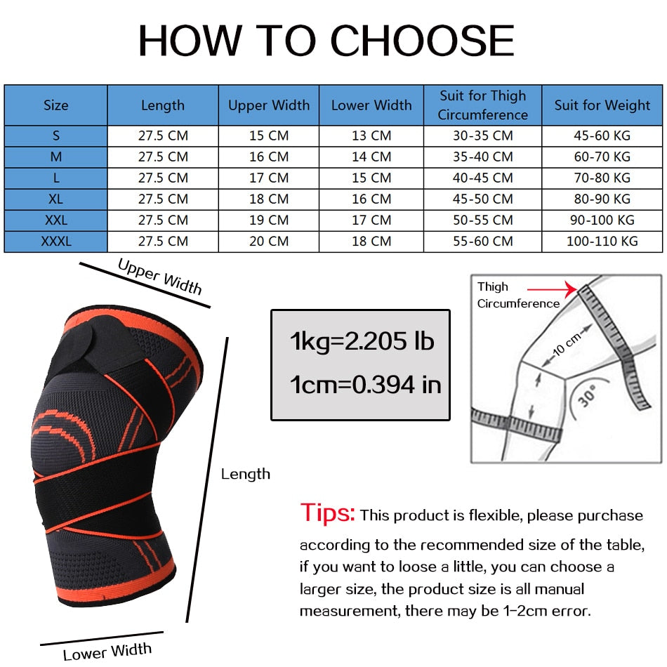 WorthWhile 1PC Sports Kneepad Men Pressurized Elastic Knee Pads Support Fitness