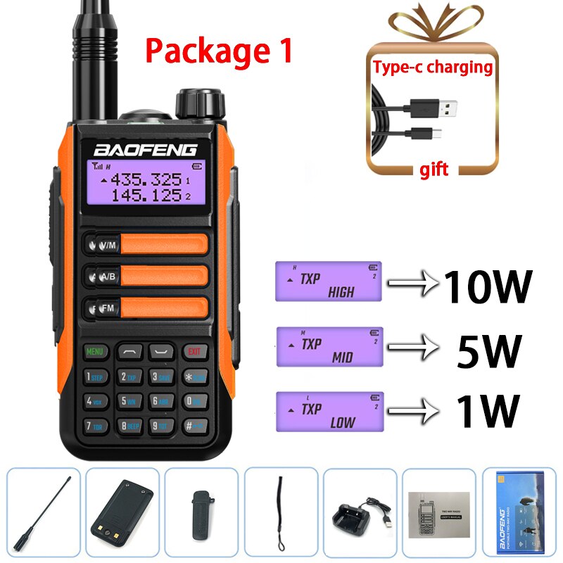 Baofeng UV-16 PRO 10W Walkie Talkie IP68 Waterproof Amateur Transceiver Dual Band