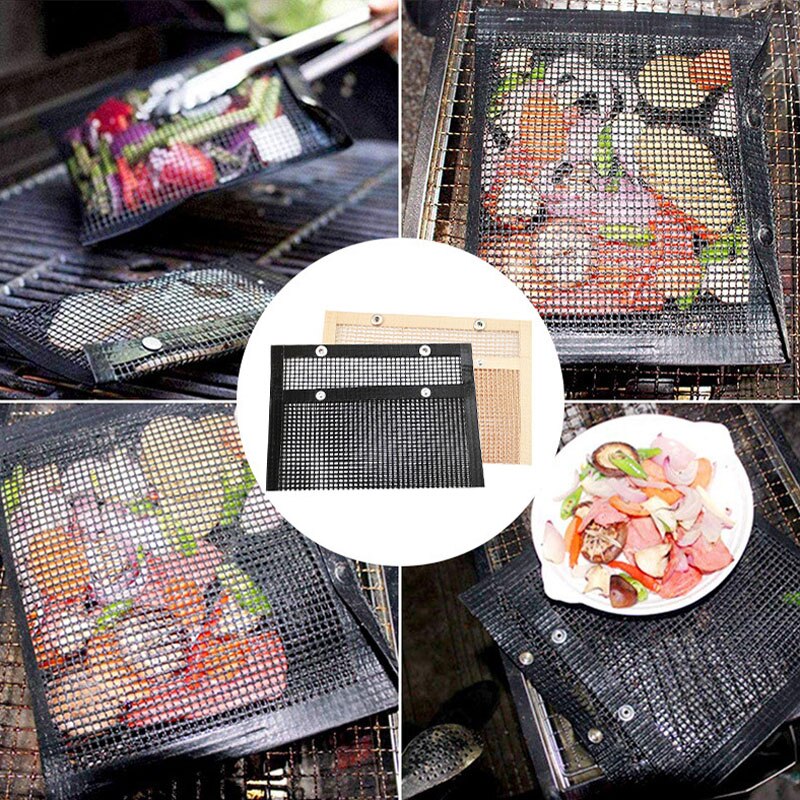 1pc Reusable Non-stick BBQ Grill Mesh Bag Barbecue Baking Isolation Pad Outdoor