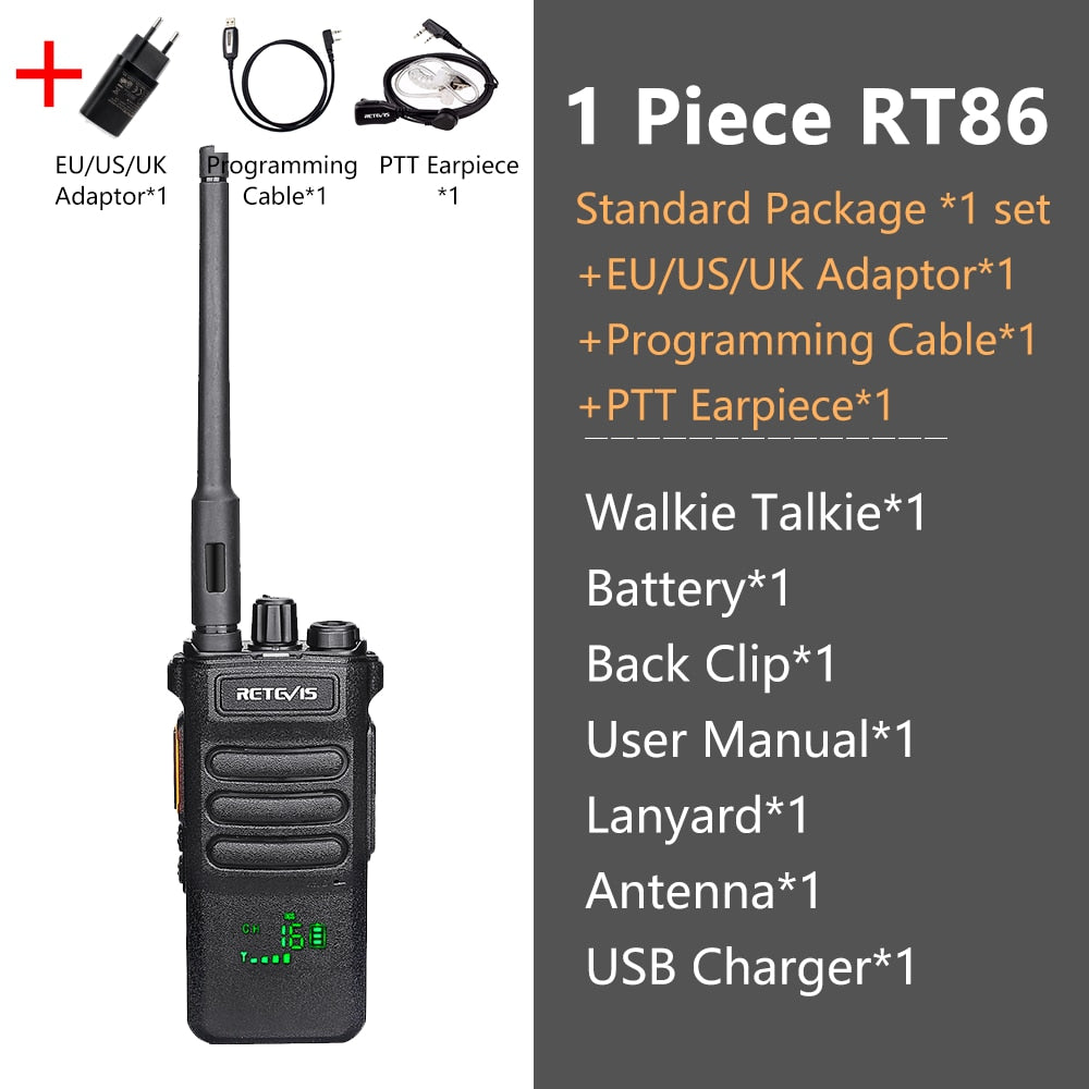 10W Retevis Walkie Talkie Long Range RT86 Walkie-talkies 1/ 2 pcs