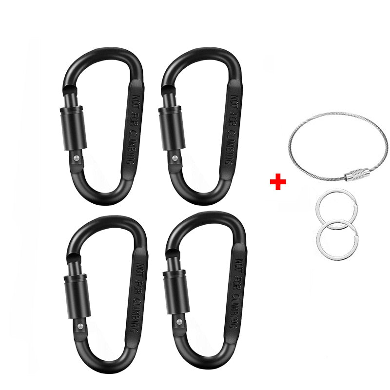 Crelfos 4Pcs Carabiner Clip Set Aluminum D-Ring Locking Durable Carabiners Keychain