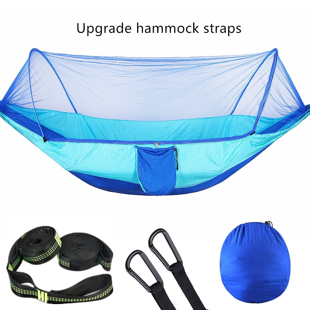 2022 Camping Hammock with Mosquito Net Pop-Up Light Portable Outdoor Parachute