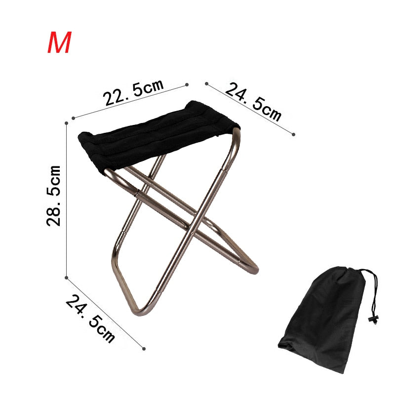 Folding Small Stool Fishing Chair Picnic Camping Chair Foldable Aluminium Cloth Outdoor