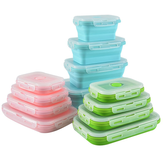 5 Sizes Lunch Box Collapsible Silicone Food Storage Container Microwavable Portable