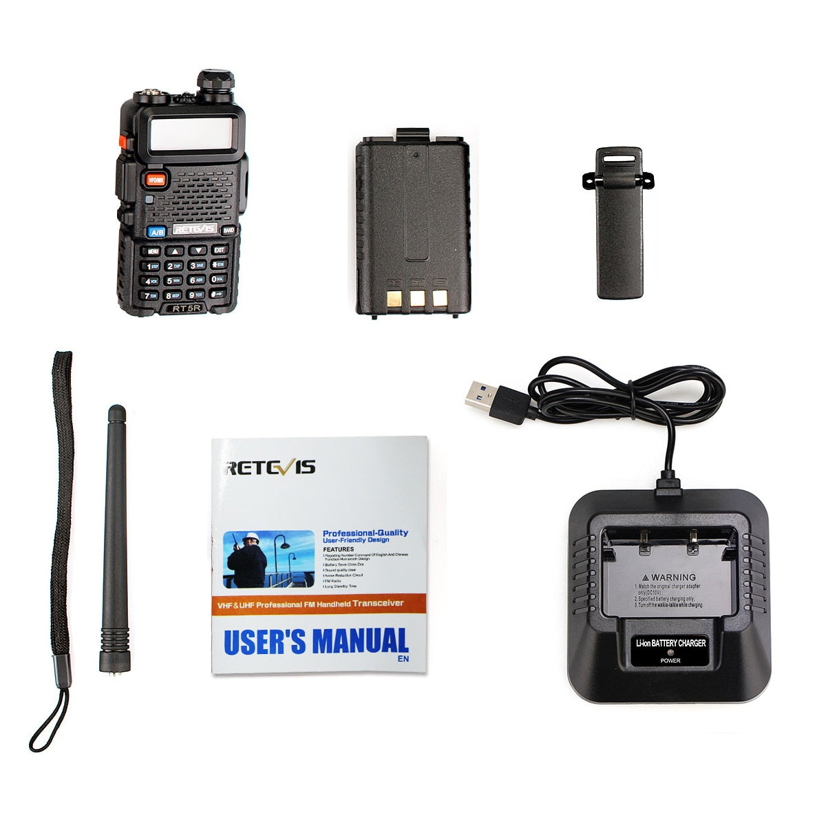 RETEVIS RT5R Handy Walkie Talkie 5W VHF UHF USB Ham Amateur Two-Way Radio