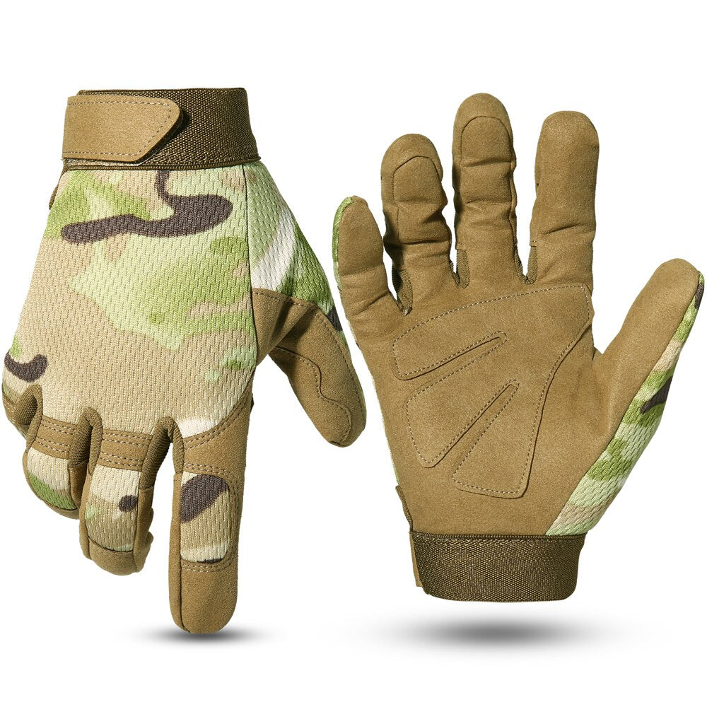 Men Tactical Gloves Shockproof Camo Airsoft Full Finger Glove Military Hiking Mittens