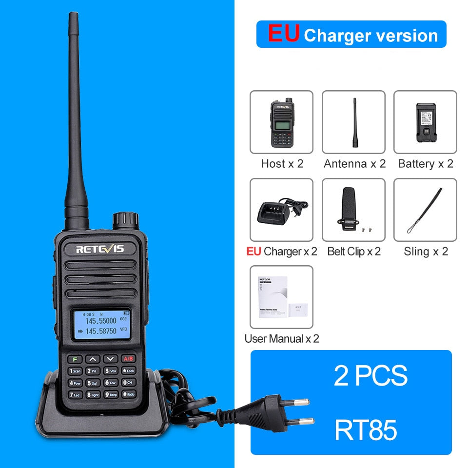 Retevis Walkie Talkie RT85 Ham Two-way Radio Stations 5W Walkie-talkies VHF UHF Dual Band