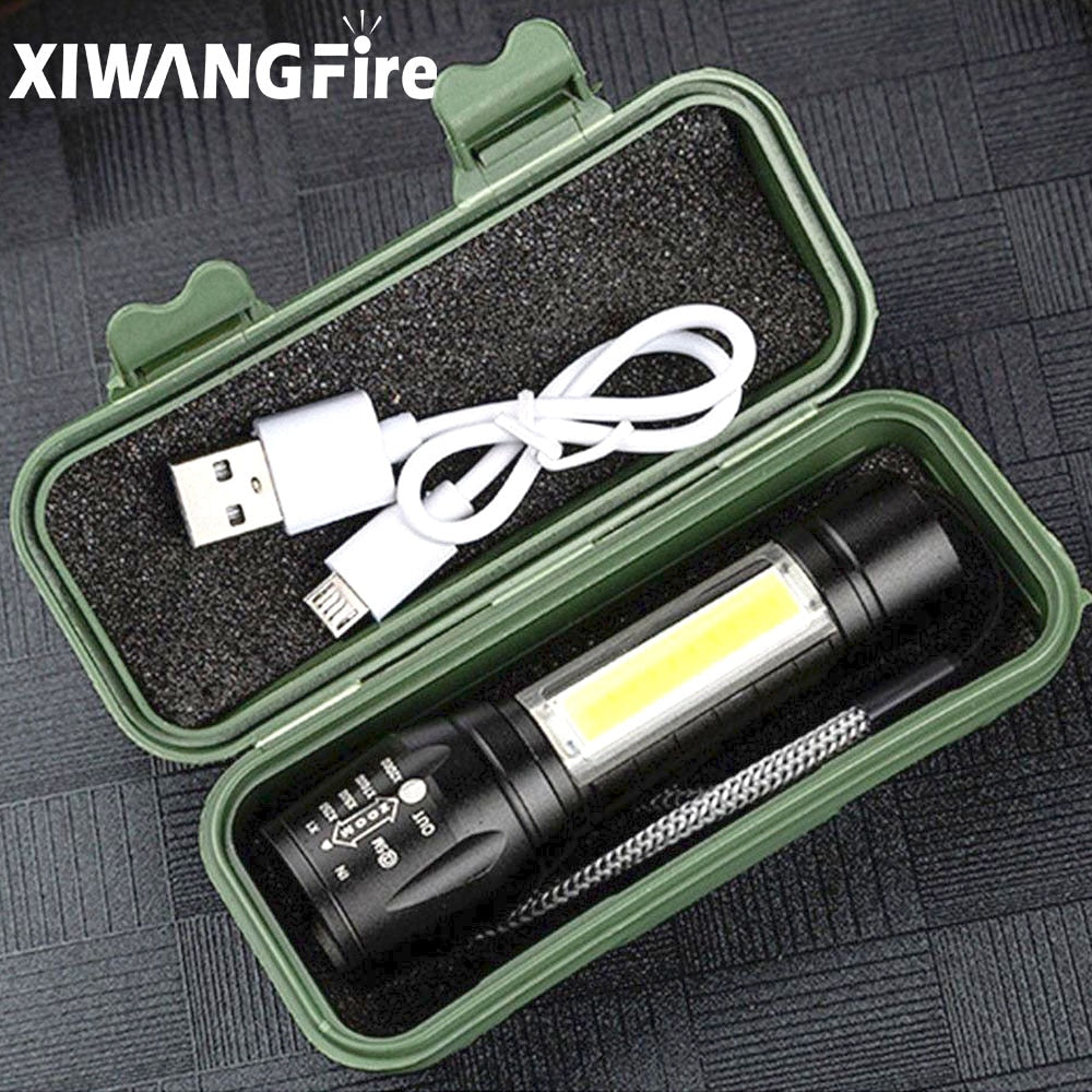 Portable Rechargeable Zoom LED Flashlight XP-G Q5 Flash Light Torch Lantern 3 Lighting