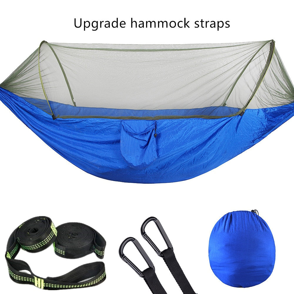 2022 Camping Hammock with Mosquito Net Pop-Up Light Portable Outdoor Parachute