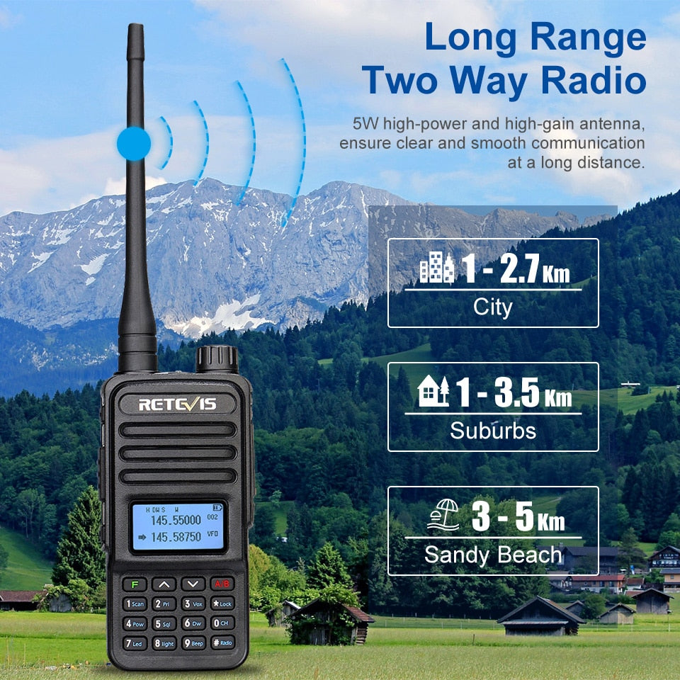 Retevis Walkie Talkie RT85 Ham Two-way Radio Stations 5W Walkie-talkies VHF UHF Dual Band