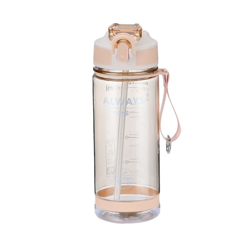 800ml Sports Water Bottle with straw For Camping Hiking Outdoor Plastic Transparent