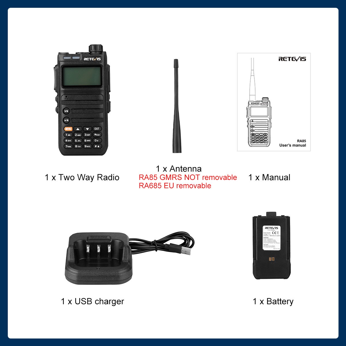 Retevis RA685 Walkie Talkie Ham Two-way Radio Stations Long Range Walkie-talkies