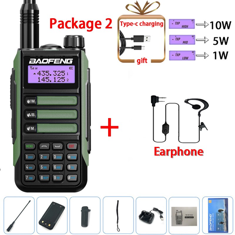 Baofeng UV-16 PRO 10W Walkie Talkie IP68 Waterproof Amateur Transceiver Dual Band