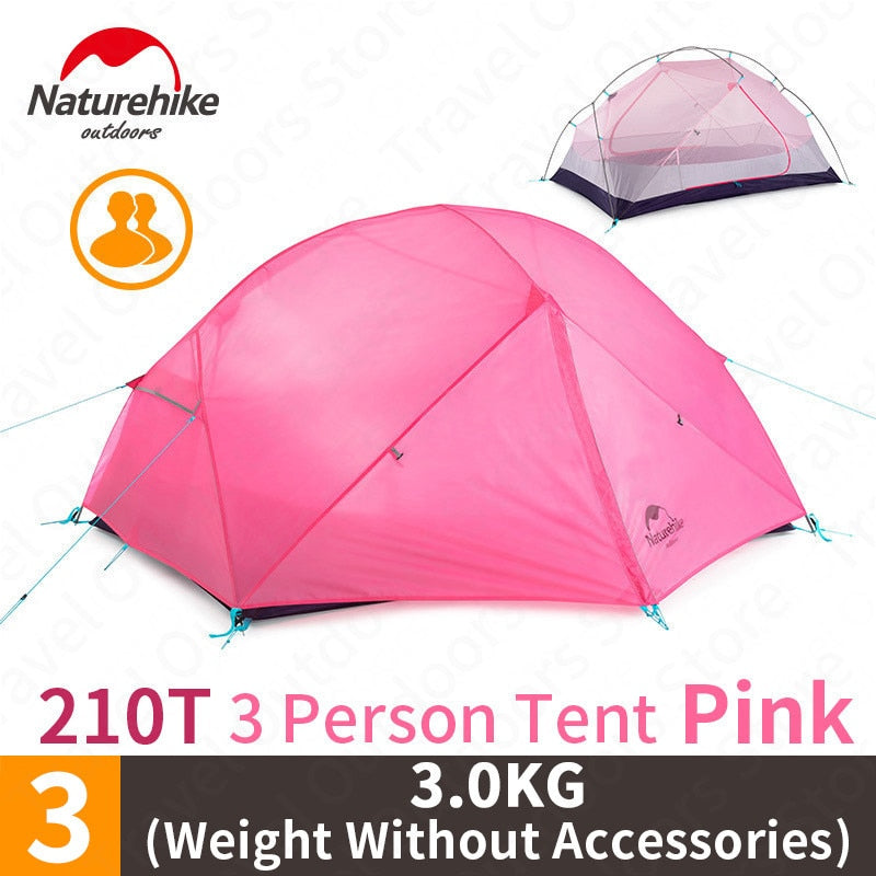 Naturehike Mongar 2-3 Person Camping Tent 15D Nylon Upgrade Double Layer Outdoor