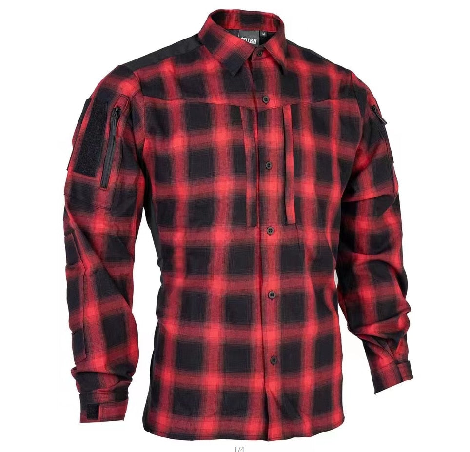 Bacraft TRN Tactical Plaid Shirt Long Sleeve Breathable Tactical Combat Commuting