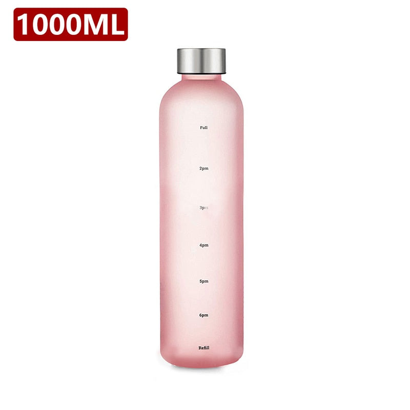 1L Water Bottle With Time Marker 32 OZ Motivational Reusable Fitness Sports Outdoors