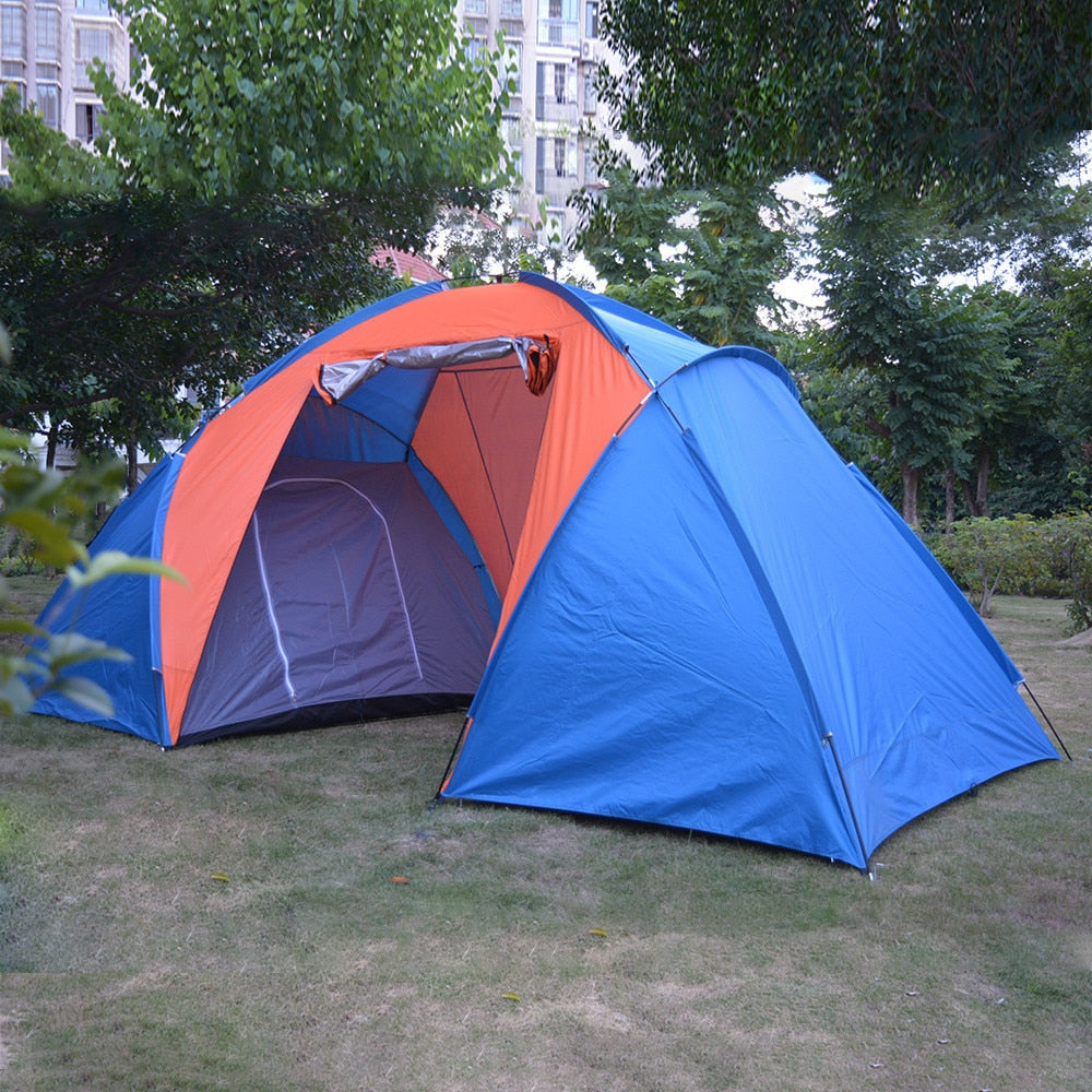 5-8 Person Large Camping Tent Double Layer Waterproof Two Bedrooms Travel Tent