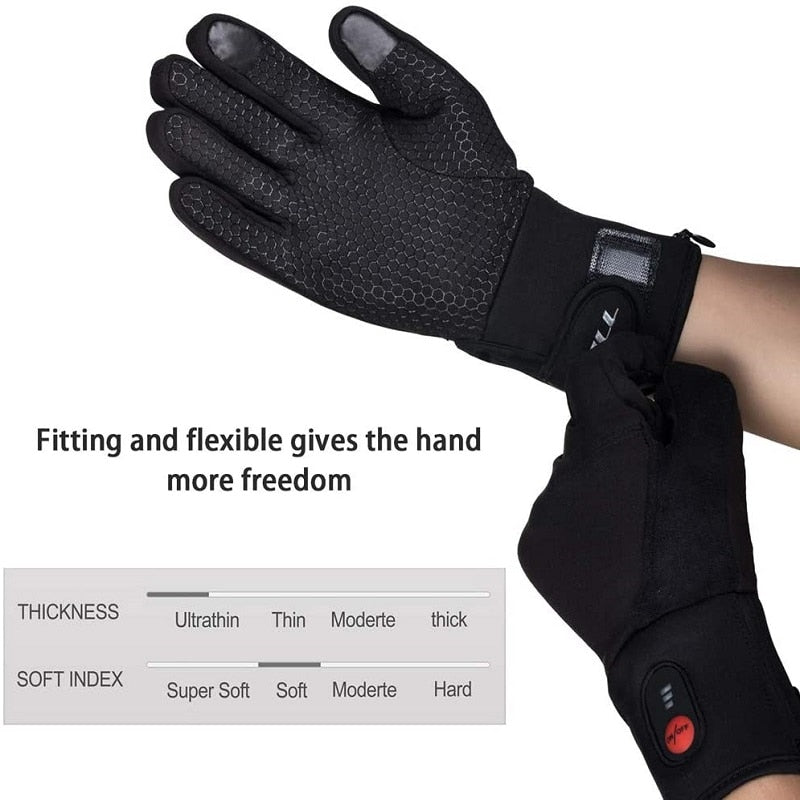 Winter Warm Cycling Heated Gloves Liners Rechargeable Battery