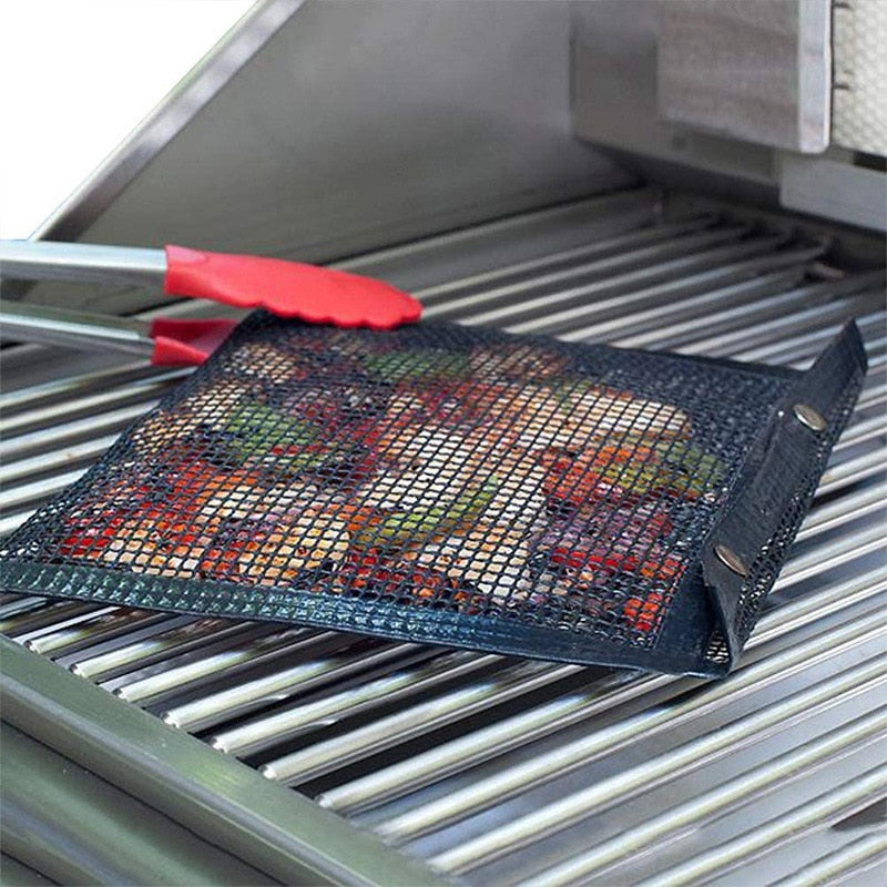 1pc Reusable Non-stick BBQ Grill Mesh Bag Barbecue Baking Isolation Pad Outdoor