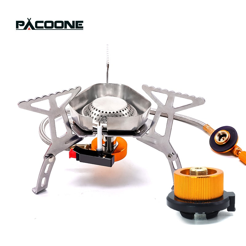 PACOONE Windproof Camp Stove Camping Gas Stove Portable Collapsible Stove Picnic