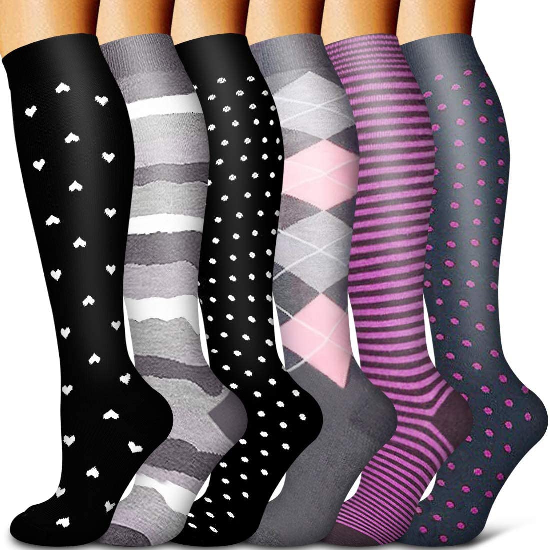 5/6 Pairs Men and Women Compression Socks Circulation Recovery Varicose Veins