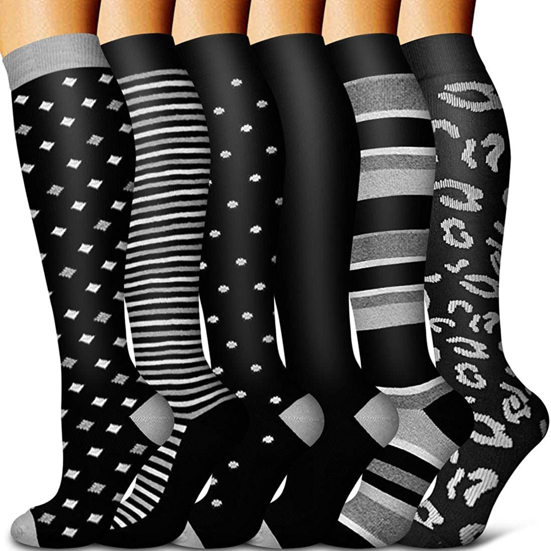 5/6 Pairs Men and Women Compression Socks Circulation Recovery Varicose Veins