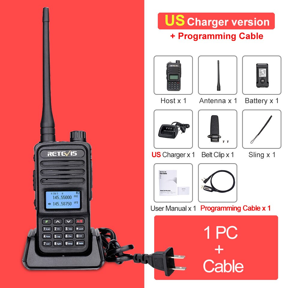 Retevis Walkie Talkie RT85 Ham Two-way Radio Stations 5W Walkie-talkies VHF UHF Dual Band