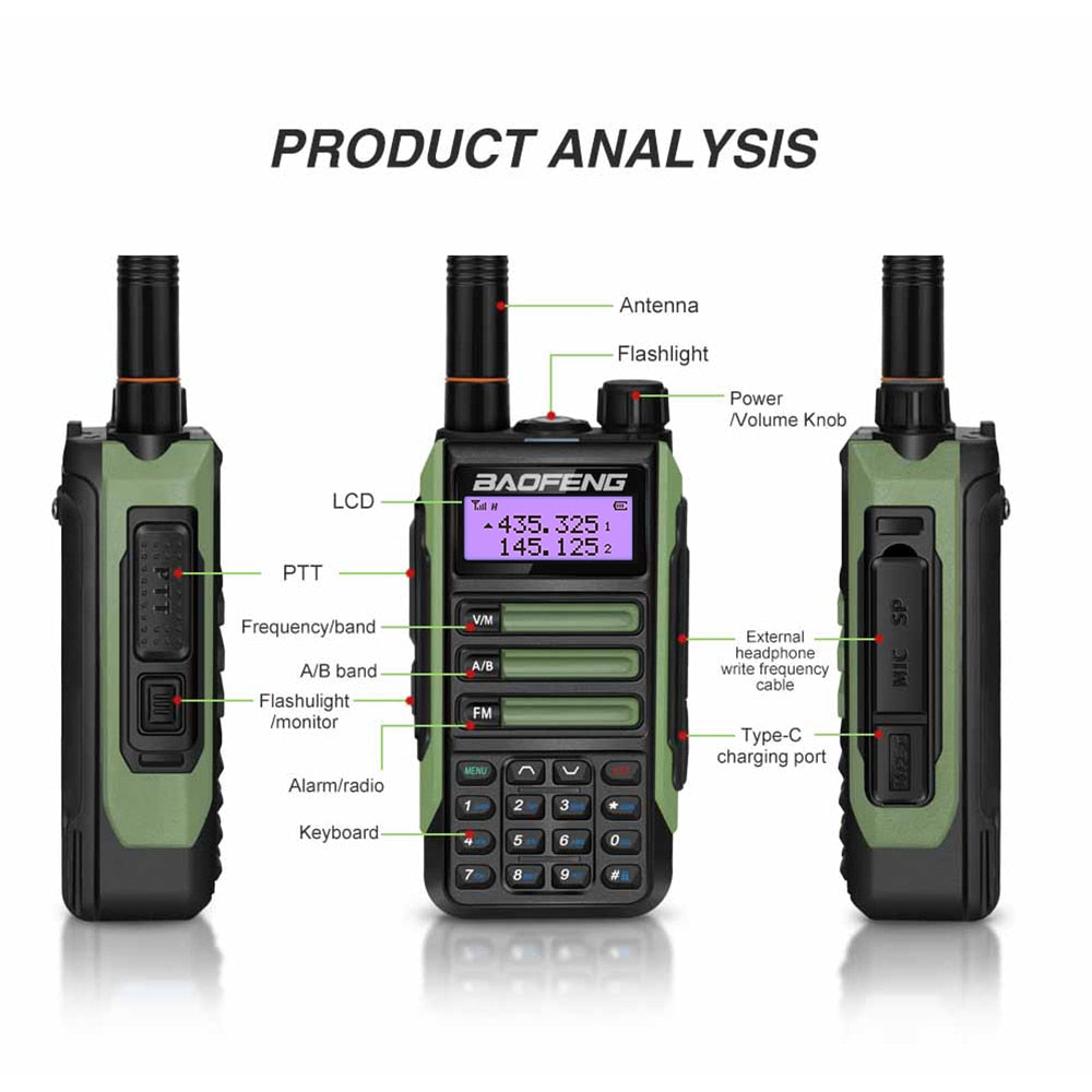 Baofeng UV-16 PRO 10W Walkie Talkie IP68 Waterproof Amateur Transceiver Dual Band