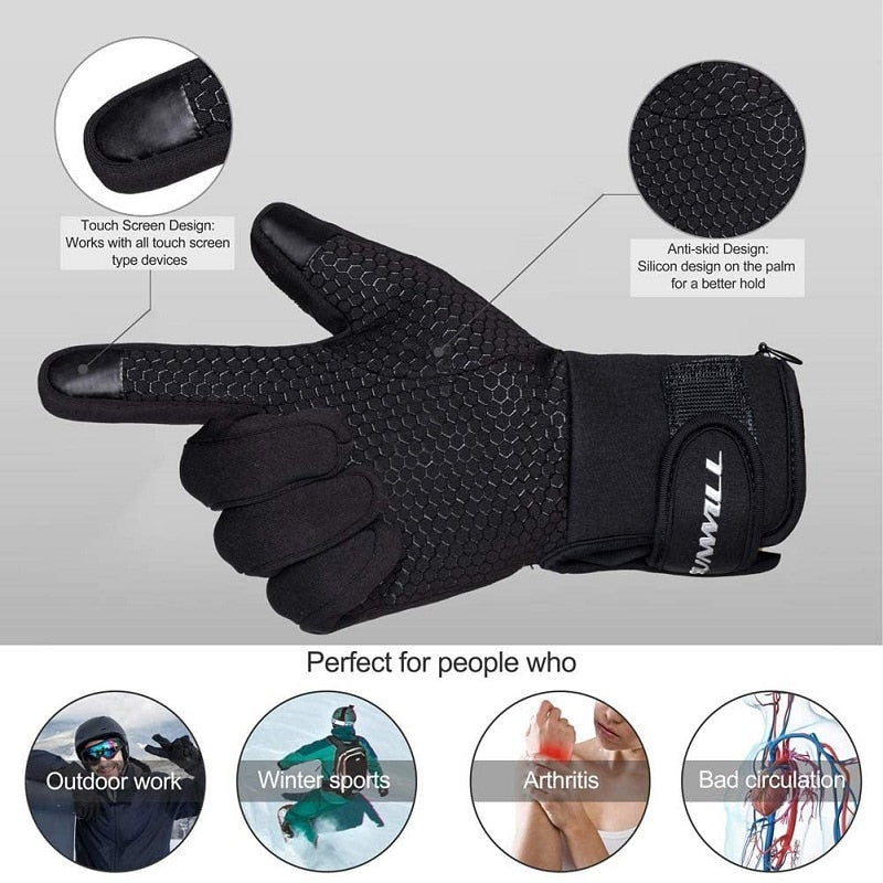 Winter Warm Cycling Heated Gloves Liners Rechargeable Battery