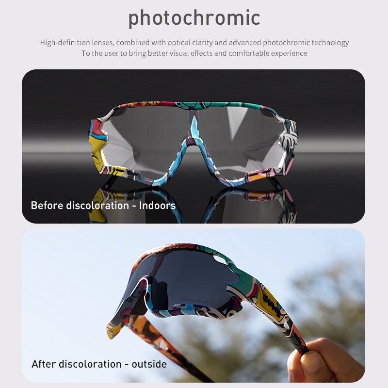 Men/Women Photochromic 1 Lens Cycling Sunglasses outdoor Sport Bike Cycling Eyewear