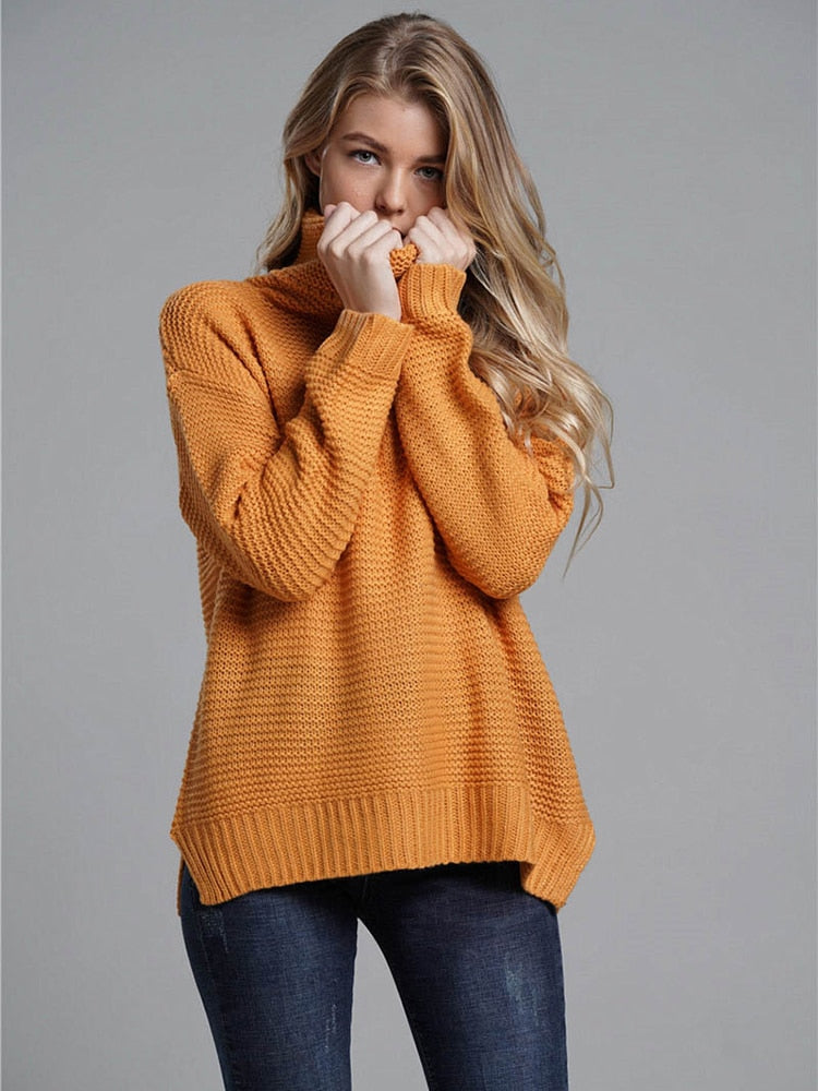 Fitshinling Fashion Woman Winter Sweater Knitwear Hot Sale 6 Colors Solid Women's