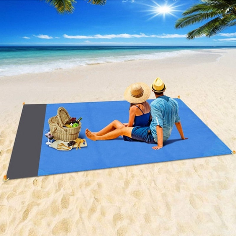 2x2.1m Waterproof Pocket Beach Blanket Folding Camping Mat Mattress Portable