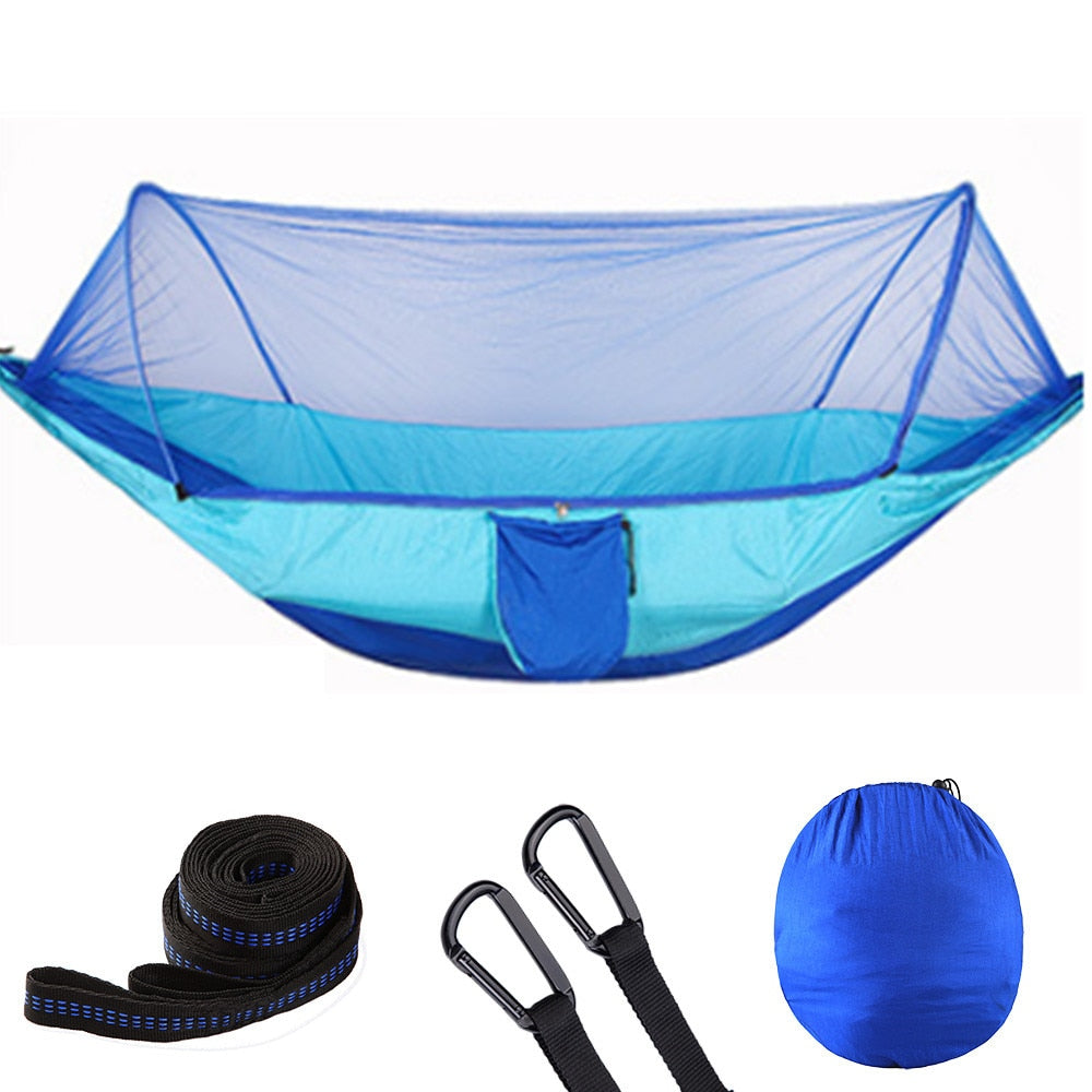 2022 Camping Hammock with Mosquito Net Pop-Up Light Portable Outdoor Parachute