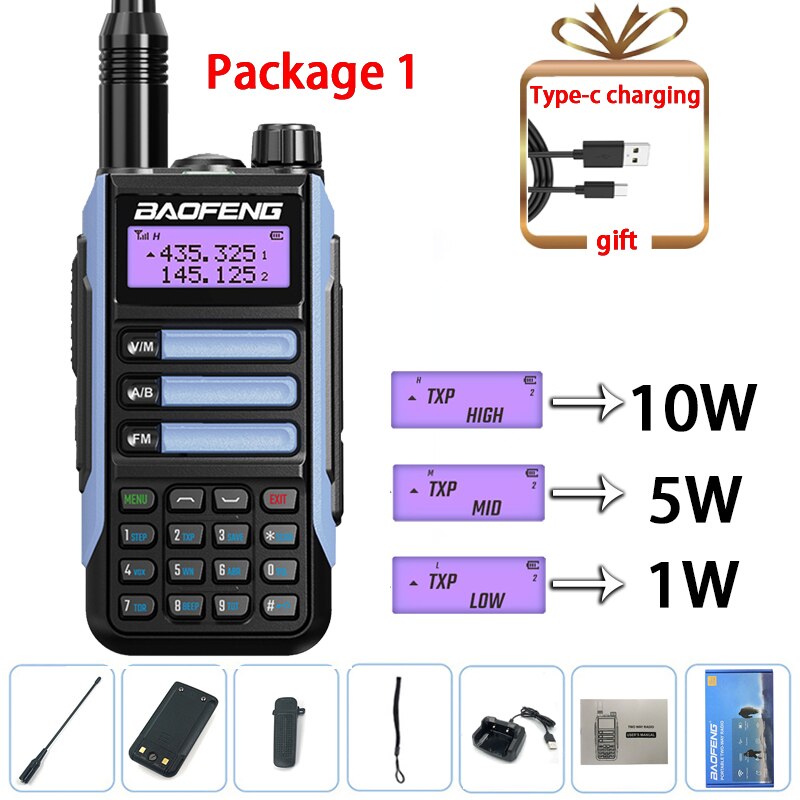 Baofeng UV-16 PRO 10W Walkie Talkie IP68 Waterproof Amateur Transceiver Dual Band