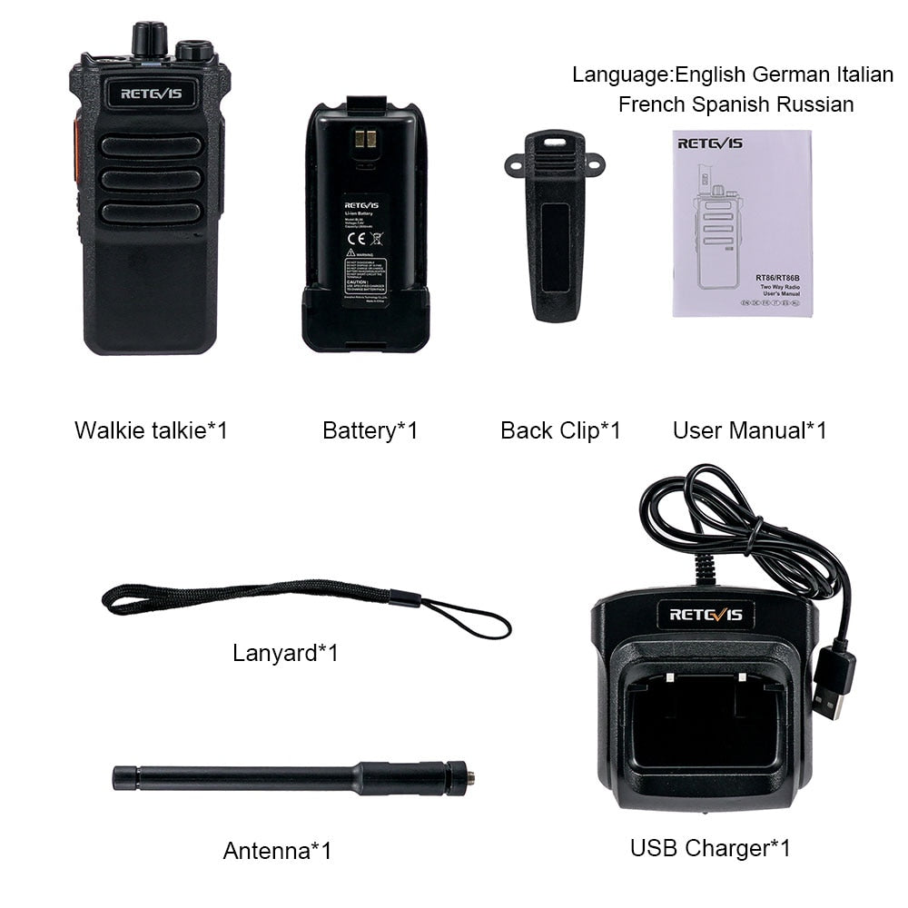 10W Retevis Walkie Talkie Long Range RT86 Walkie-talkies 1/ 2 pcs