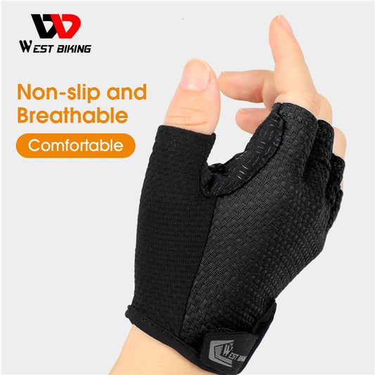 WEST BIKING Summer Cycling Gloves Shockproof Thicken Pad Half Finger Cycling Gloves