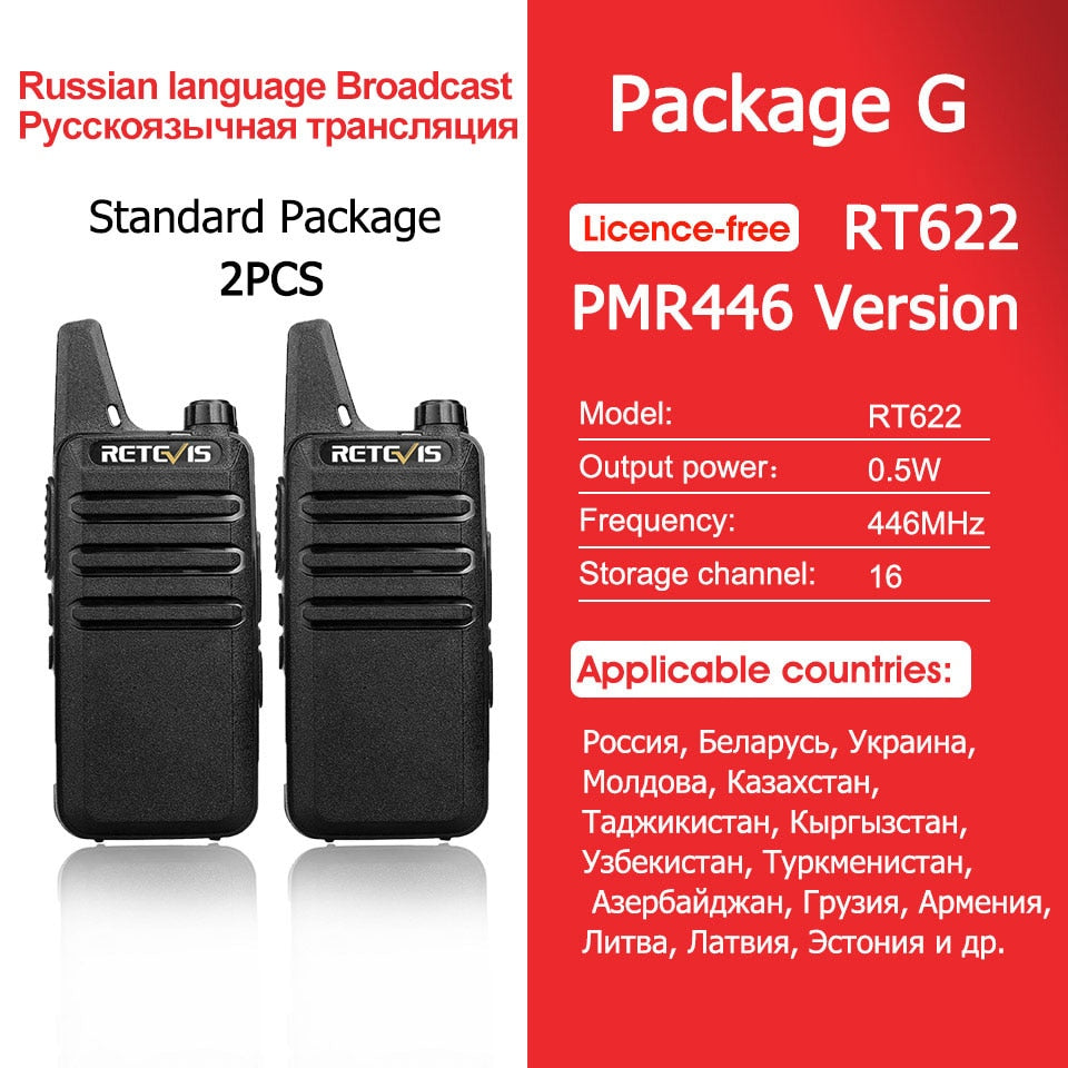 RETEVIS 2 pcs Mini Walkie Talkie PMR 446 Portable Two-way Radio ht PTT