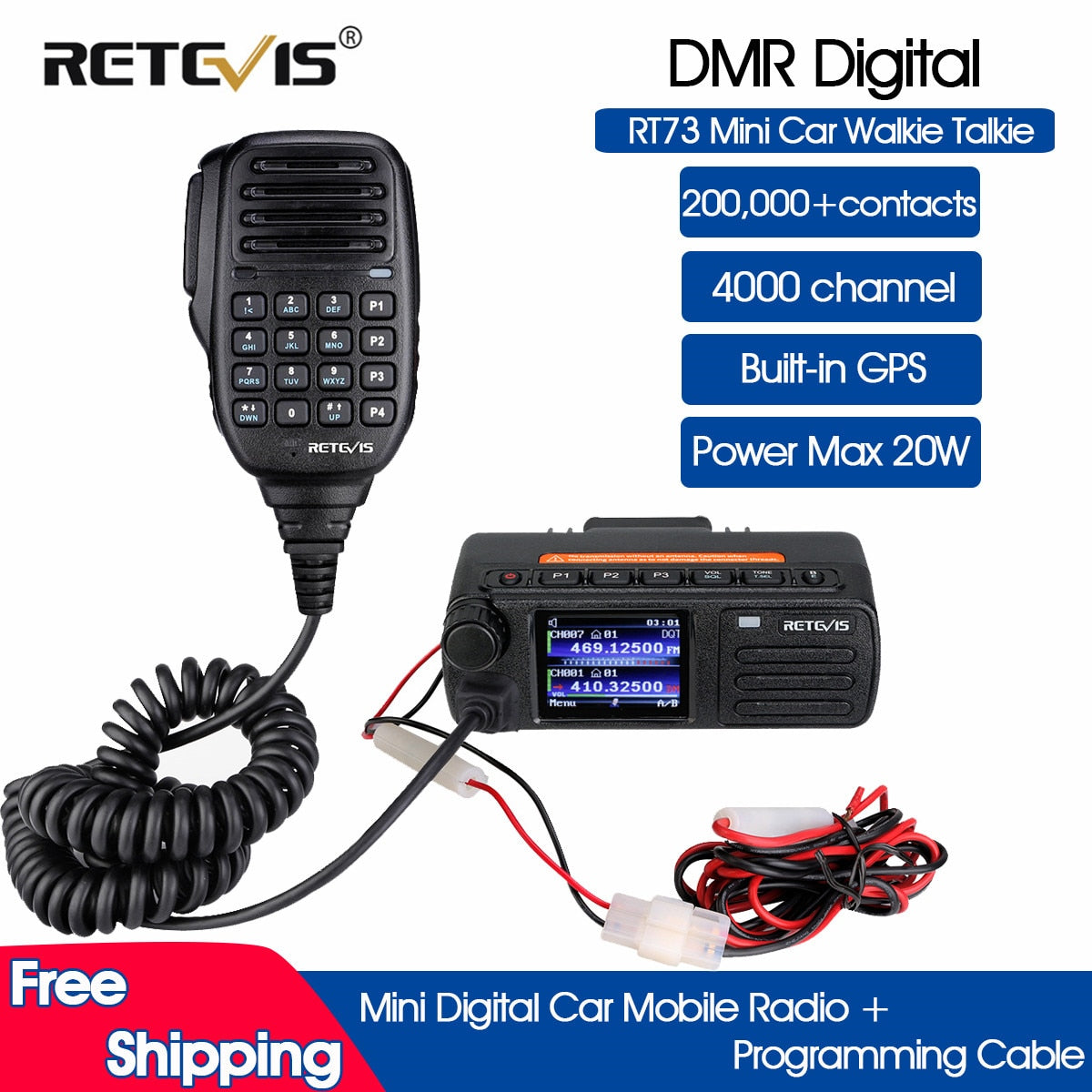 Ham Car Two-way Radio Transceiver Autoradio DMR Digital Mobile Radio Station Screen