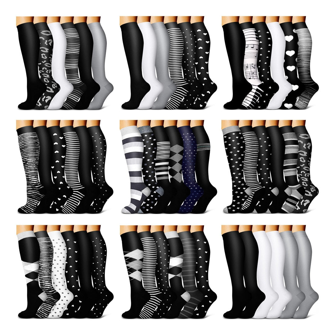 5/6 Pairs Men and Women Compression Socks Circulation Recovery Varicose Veins