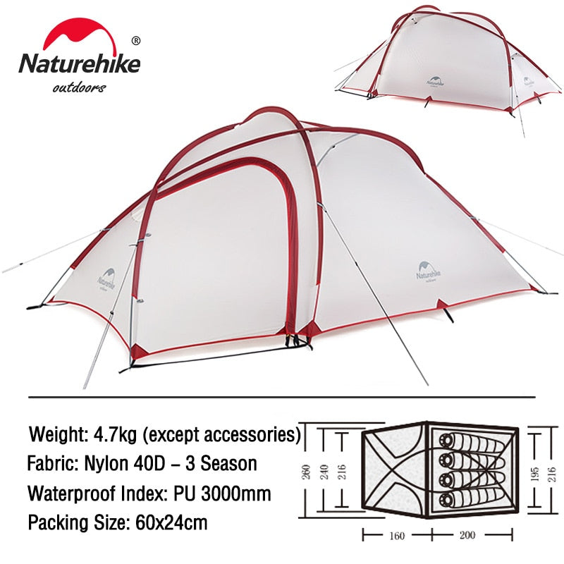 Naturehike Tent 3 4 Person Camping Tent Hiby Family Travel Tent Ultralight Waterproof